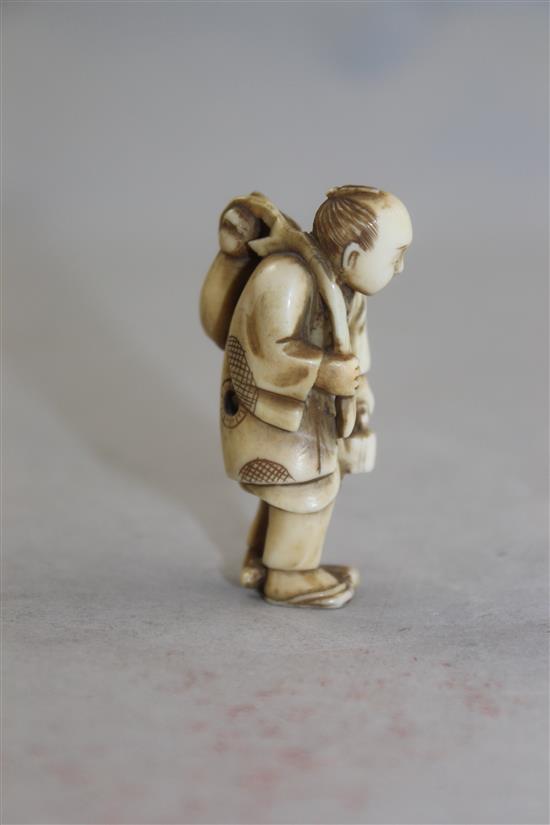 Four Japanese ivory carvings, late 19th / early 20th century, 5.4cm (4)